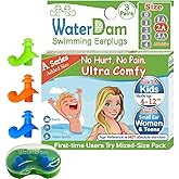 WaterDam A-Series Swimming Ear Plugs Ultra Comfy Great Waterproof Earplugs (Size 2A, Size 2A+2A+2A: Kids Teens Small&Medium E