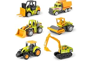 YNYBUSI Die-cast Farm Tractor Toys for Toddlers 1 2 3,Mini Alloy Construction Vehicles,6 Pcs Tractor Excavators Mixer Truck Bulldozers Forklift Dump Truck,Detachable Car Toys for Toddlers Kids Birthday Gift