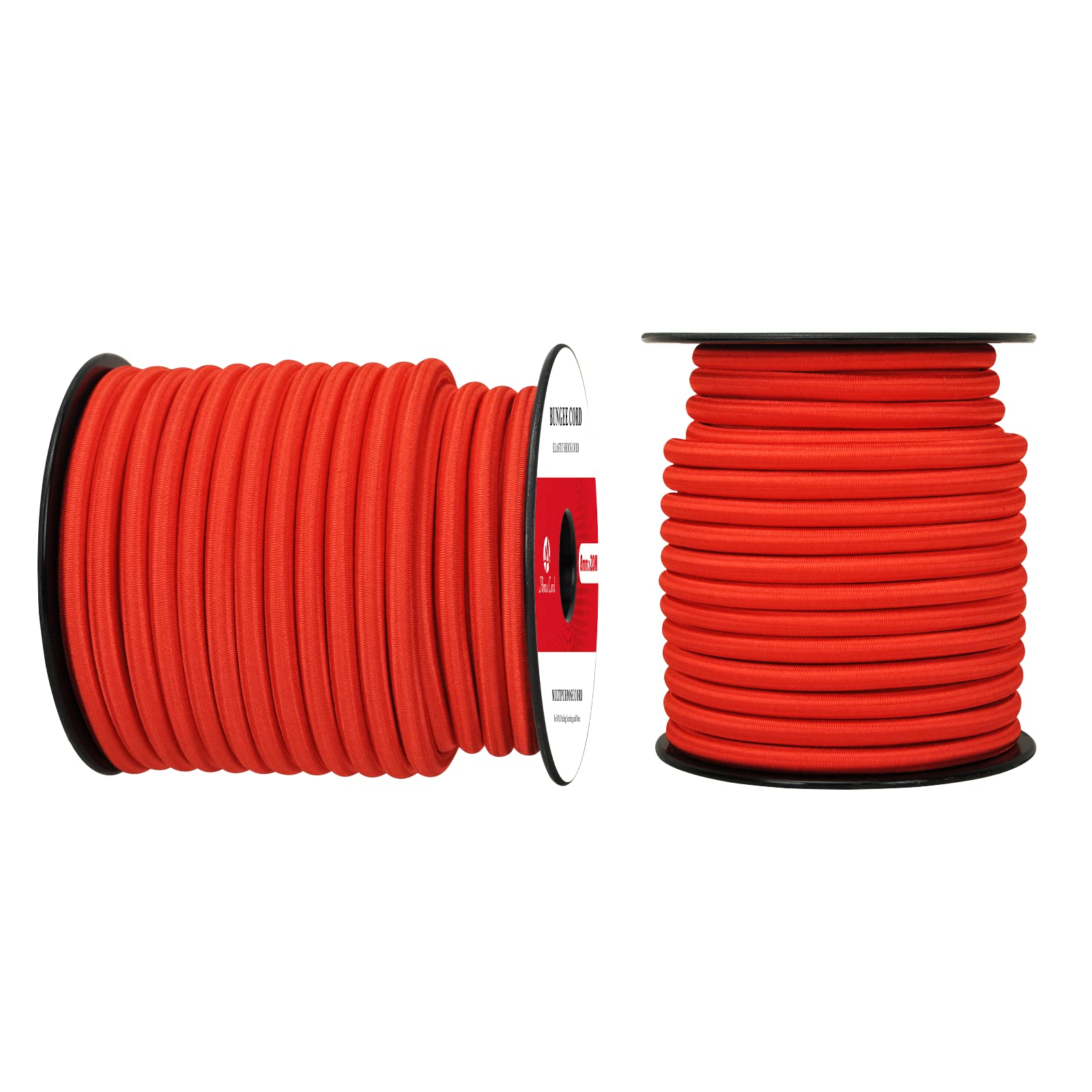 Abma Cord Bungee Cord 8mm 20M Elastic Shock Cord 100% Stretch Elastic Bungee Rope for Tarpaulin, Trailer, Backpack, Tent Pole, Kayak - Red โ image 1