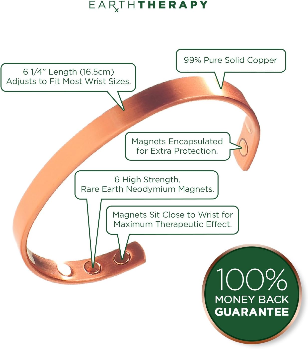 Earth Therapy, The Original Pure Copper Magnetic Healing Bracelets - Adjustable - For Women - Elegant Jewelry Gift Set of 2 in Velvet Pouch: Health & Personal Care