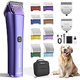 FuzzyFix Professional Dog Grooming Clipper with 5-in-1 Replacement Blade | Adjustable Blade Cordless Pet Grooming Kit 2 Speed Trimmer Hair Shaver with Detachable Metal Combs Nova for Animal Horse