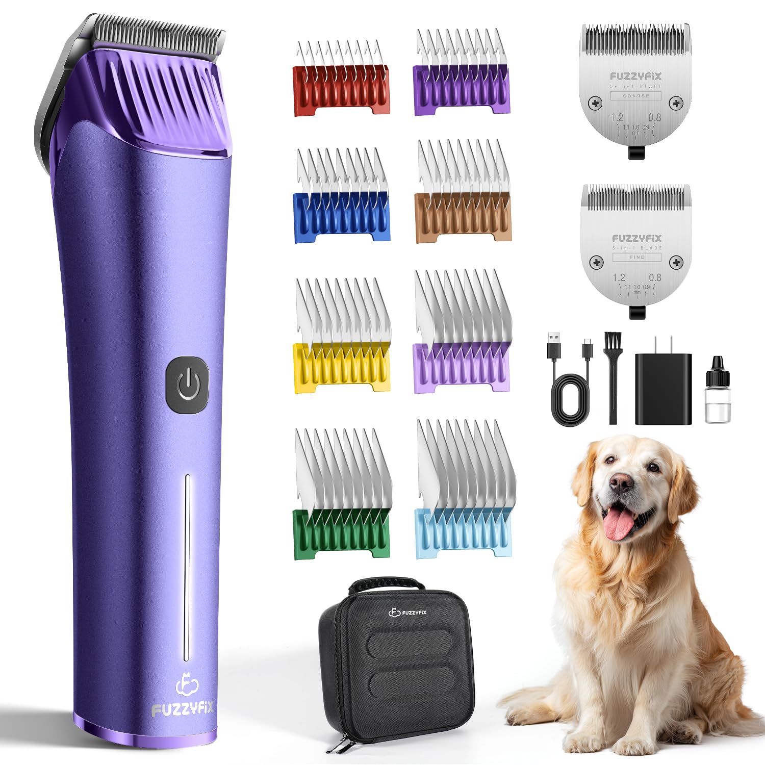 Photo 1 of FuzzyFix Professional Dog Grooming Clipper with Replacement Blade, 5-in-1 Adjustable A5 Blade Cordless Pet Grooming Kit 2 Speed Trimmer Hair Shaver with Detachable Metal Combs Nova for Animal Horse