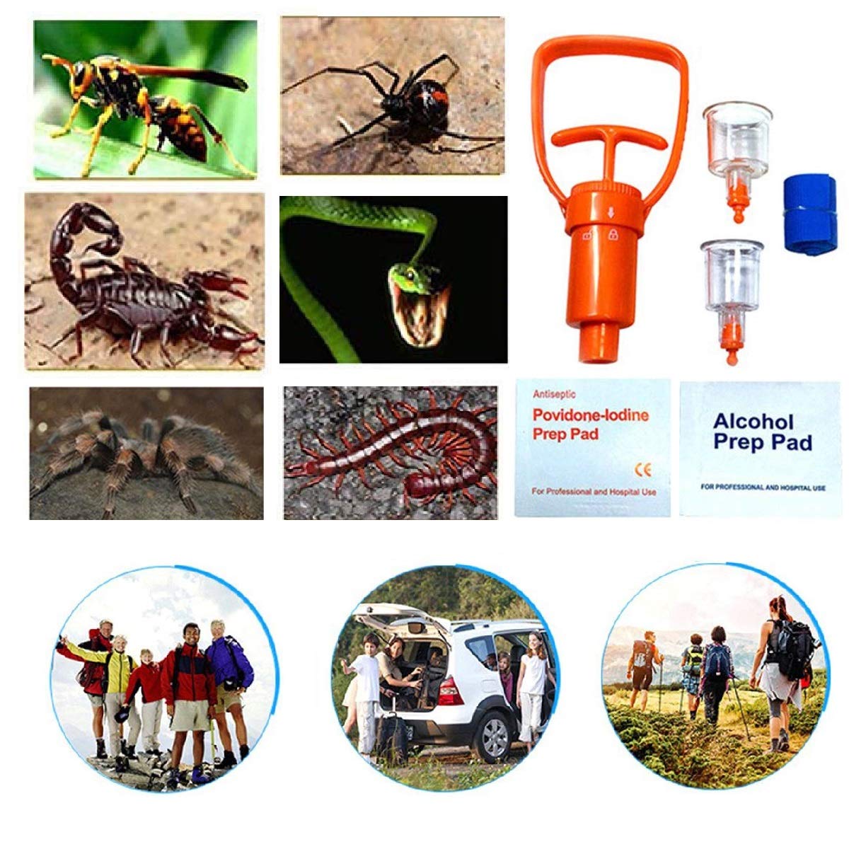 Finever Insect Bee Sting Snake Bug Bite Kit Venom Extractor Sting Suction Pump First Aid Safety