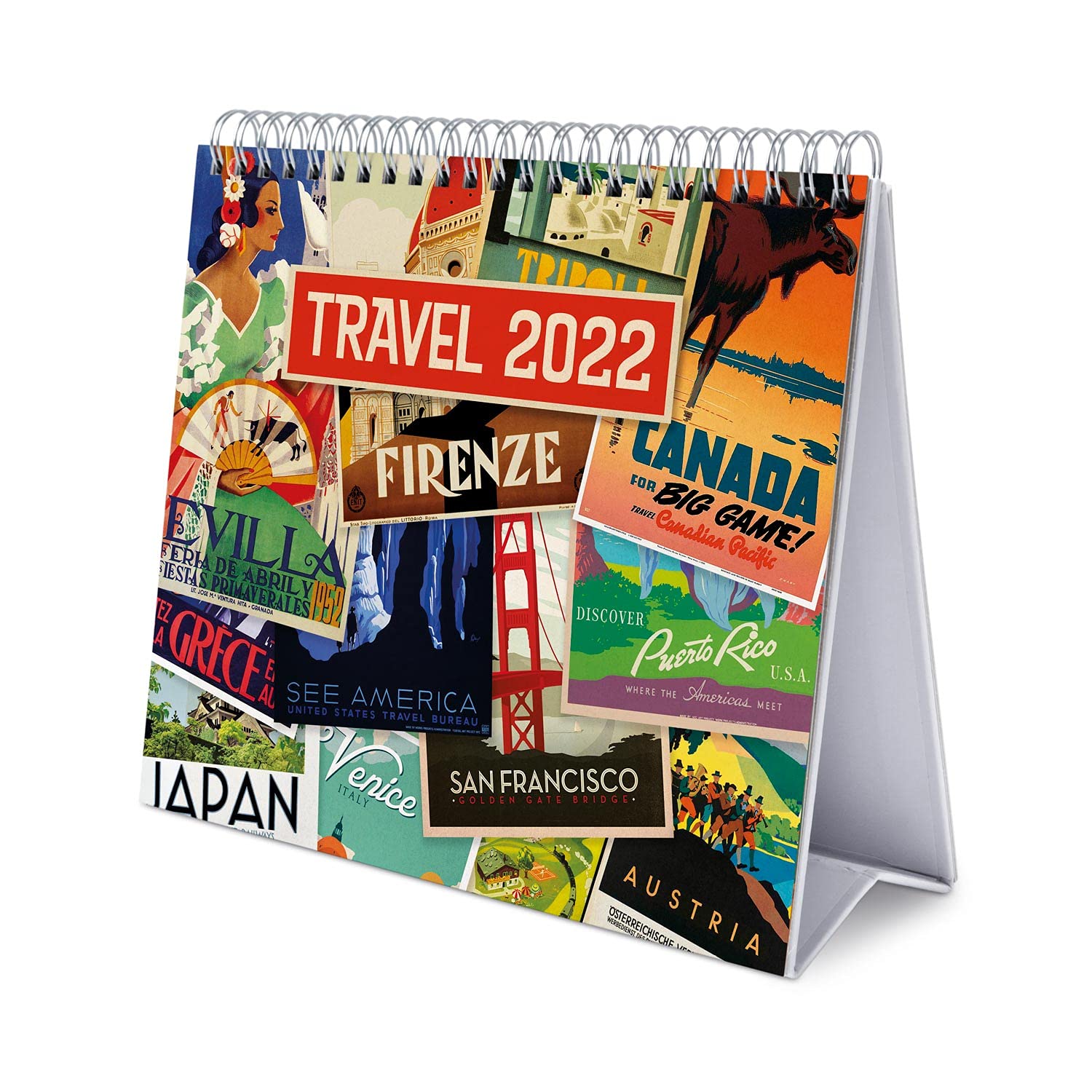 Grupo Erik Official Travel Calendar 2022 - Desktop Calendar 2022 Travel Desk Calendar 2022-12 Month 2022 Planner, Travel Multicolour, CS22027