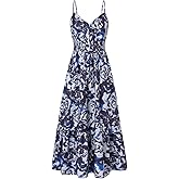 GRACE KARIN Women's 2026 Summer Maxi Dress Floral Tie Front Spaghetti Strap Casual Boho Beach Flowy Sundress with Pockets