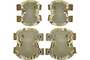 Qavctw Tactical Knee and Elbow Pads Set for Combat Airsoft Paintball Knee Protection Guard Pads Cycling Skateboarding Safety Gear Protective Guard Pads