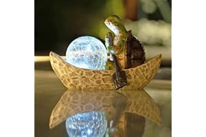 Rezpuao Garden Statue of Turtle,Garden Decor Tortoise Figurine,Turtle Outdoor Statue,Solar Tortoise Decor for Patio,Balcony,Yard,Lawn Ornament,Perfect Gardens Gift