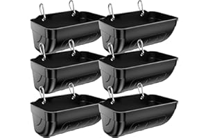 Tiflev Goat Feeders Hanging 6 Pack 3.5 Quart, Chicken Waterer Feeder Trough for Poultry Livestock Black