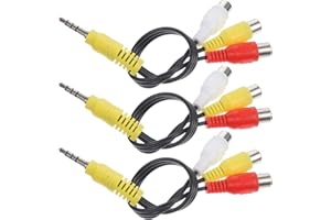 Hemobllo 3pcs 3.5mm to 3 Female Av Video Adapter Cord with Extended 18mm Head for Satellite Receivers Tv