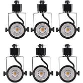 CLOUDY BAY 8W Dimmable LED Track Light Head,CRI 90+ Warm White 3000K,Adjustable Tilt Angle Track Lighting Fixture,120V 40&deg; Angle for Accent Retail,Black Finish Halo Type - Pack of 6