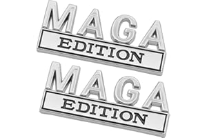 LYDVEGZ 2 Pack MAGA Edition Car Emblem Funny Metal Badge Decal Truck Replacement for Universal Vehicle, SUV, Motorcycle, Bike Chrome Black