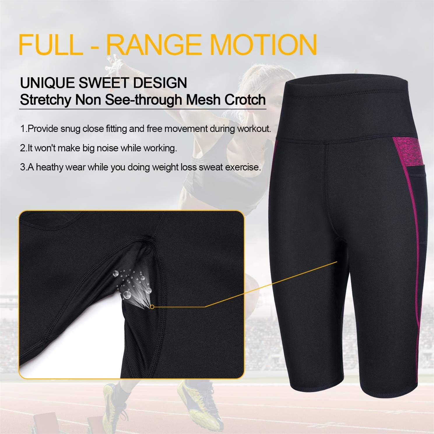 TrainingGirl High Waist Sauna Sweat Shorts Weight Loss Workout Pants with Pocket for Women Running Gym Yoga Exercise : Clothing