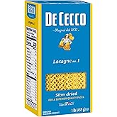 De Cecco Lasagne No.1 Pasta, 16 Oz, Authentic, Slow Dried, Made with Durum Wheat, Versatile Pasta for Sauces &amp; Recipes, Made in Italy