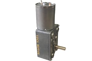 LUCA MOTOR DC 12V 65RPM 0.75Kg.cm 6mm Single Shafts Self-Locking Reversible Worm Gear Motor with Cable, High Torque Speed Reduction Motor, Turbine Electric Gearbox Motor JSX100-370