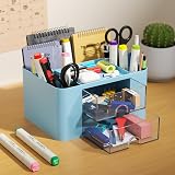 Senders Desk Organiser with 2 Drawers Blue – Storage Box for Desk Office Home view 4