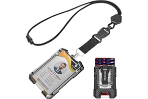 Oaridey Carbon Fiber Badge Holder with Lanyard, Heavy Duty Lanyard with Safety Breakaway Buckle for ID Card/Badge Holder