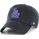 47 Brand MLB Black Team Color Primary Logo Clean Up Adjustable Baseball Cap Hat, Adult One Size Fits All