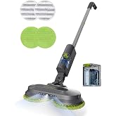 eous Cordless Electric Mop, Electric Spin Mop with Detachable Water Tank | Lightweight Electric Floor Mop for Hardwood Tile Laminate Floor, LED Headlights, Self-Propelled, Long-Lasting Battery