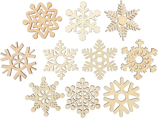 Tinksky 10pcs Assorted Wooden Snowflake 