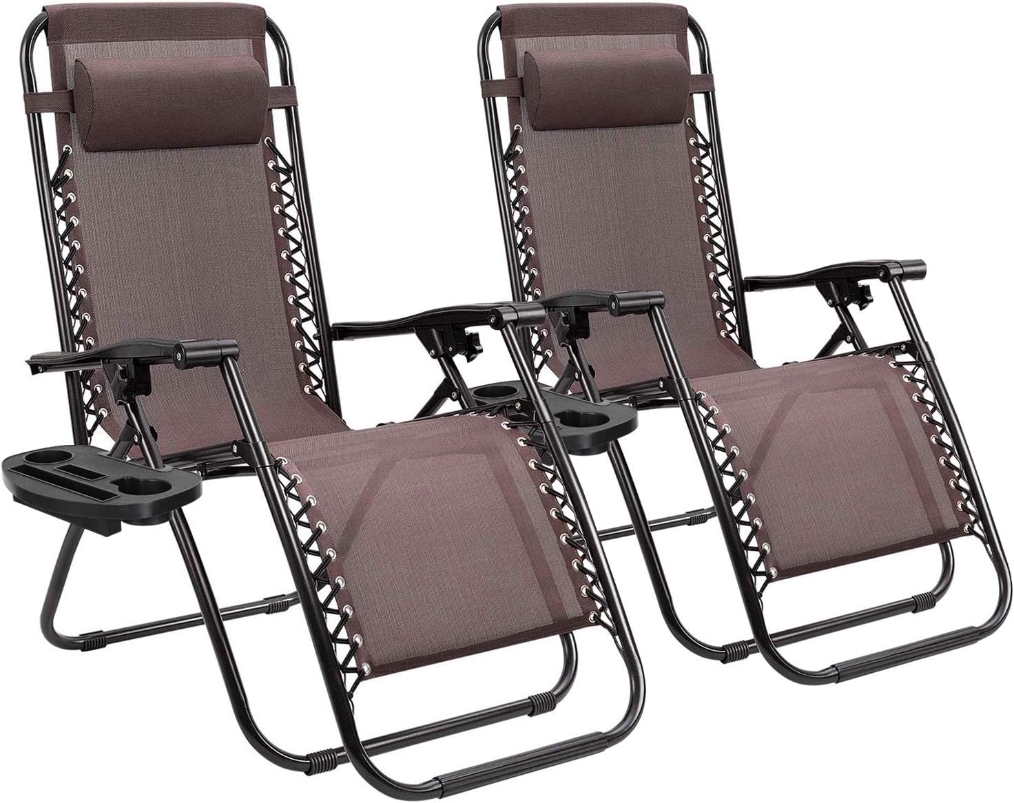 Homall Zero Gravity Chair Patio Folding Lawn Lounge Chairs Outdoor Lounge Gravity Chair Camp Reclining Lounge Chair with Cup Holder Pillows for Poolside Backyard and Beach Set of 2 (Blue) : Garden & Outdoor