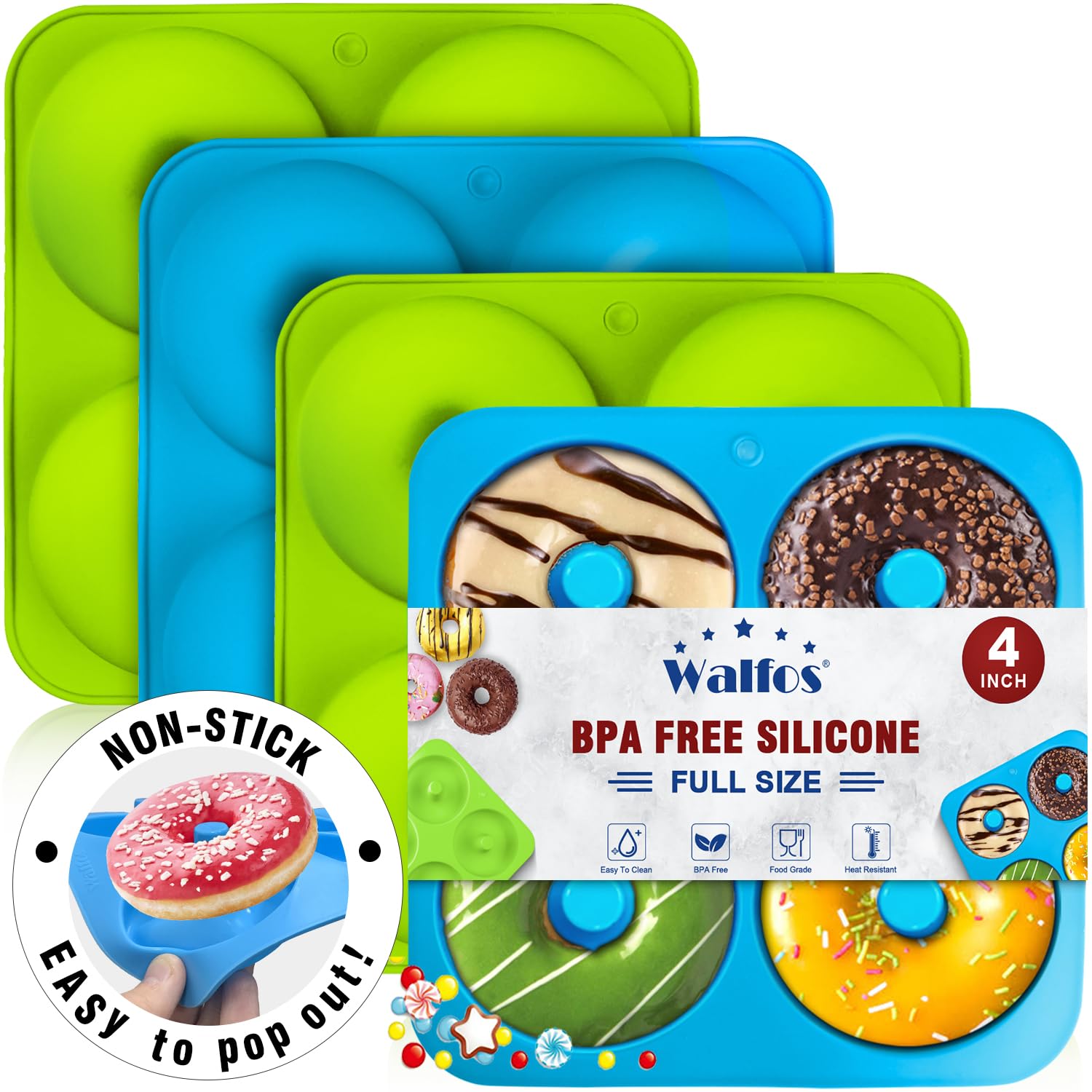 Walfos Full Size Silicone Donut Mold for Baking- 4