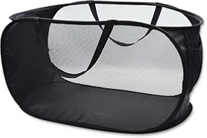 Durable Collapsible Laundry Baskets, Mesh Pop Up Laundry Hamper with Side Pocket, Foldable Clothes Hamper with Reinforced Car