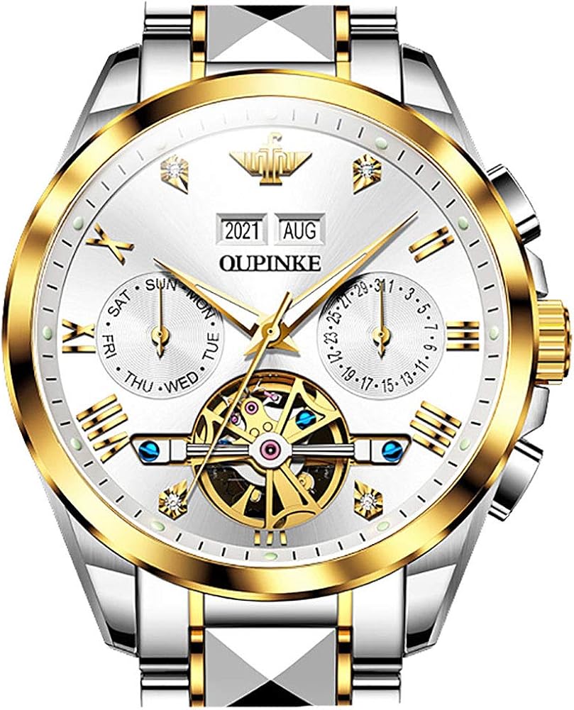 Fashion Gold and Silver Men Automatic Watch Day Date