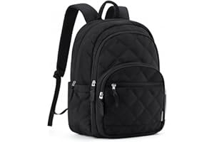 BAGSMART Travel Laptop Backpack, College Backpack for Women, Quilted Small Computer Bookbag, Water-Resistant 15.6 Inch Laptop Casual Bag, Black