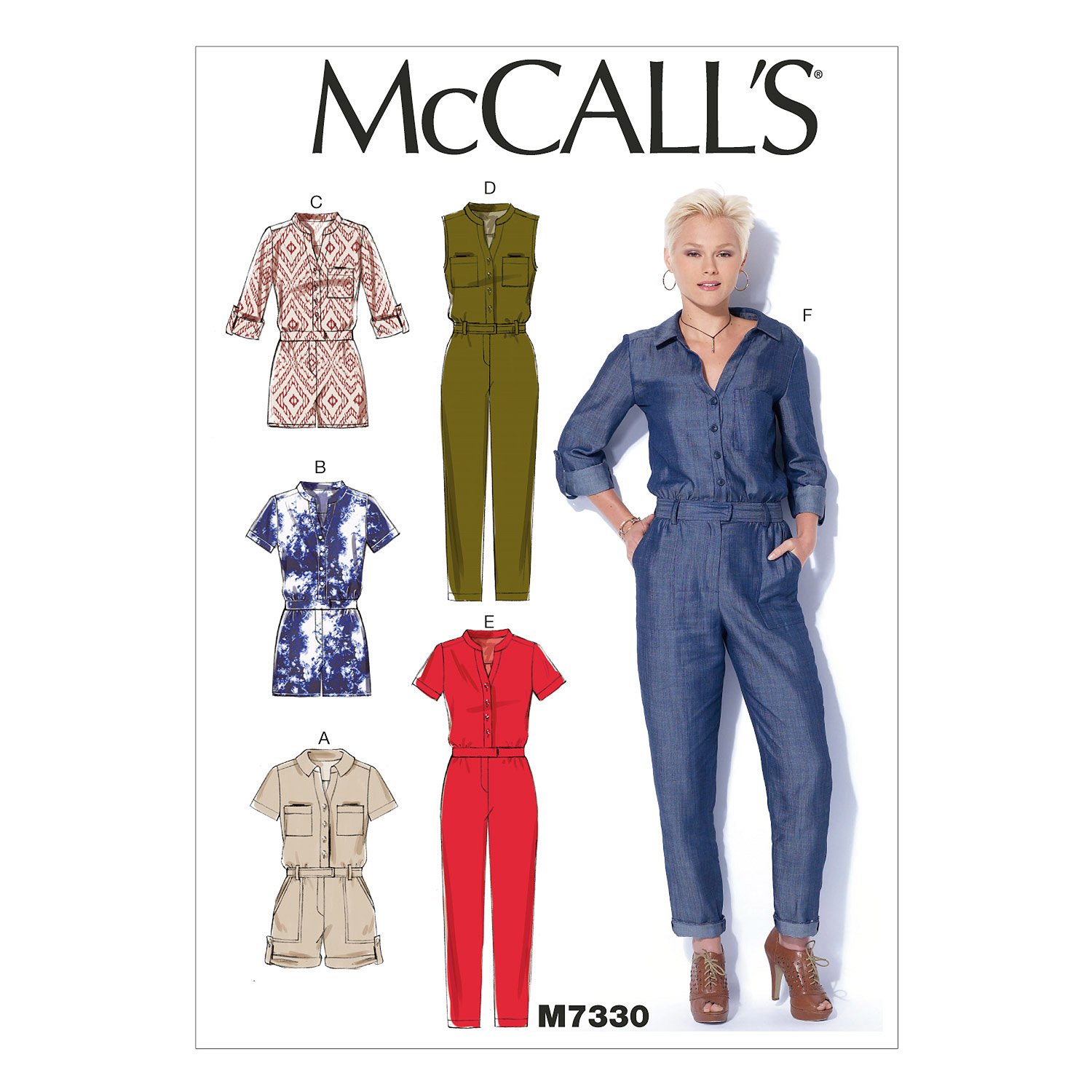 McCall's Patterns 7330, Misses Rompers and Jumpsuits,Sizes LRG-XXL, Cotton,Seams, Multicolor, ZZ (Large-X-Large-XX-Large)