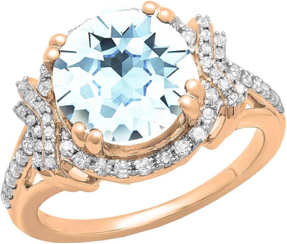 Dazzlingrock Collection Anillo de compromiso para mujer de oro rosa con piedras preciosas de