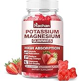 Potassium Magnesium Gummies with Electrolytes & Vitamins - Magnesium Glycinate, Potassium Citrate, Calcium, Vitamins B6, D3 & K2 for Muscle Function & Recovery - Vegan, Strawberry, 60 Count