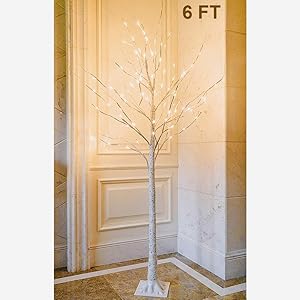 Twinkle Star Lighted Birch Tree 6 Feet 96 LED for Bedroom Wedding Christmas Festival Party Home Decoration