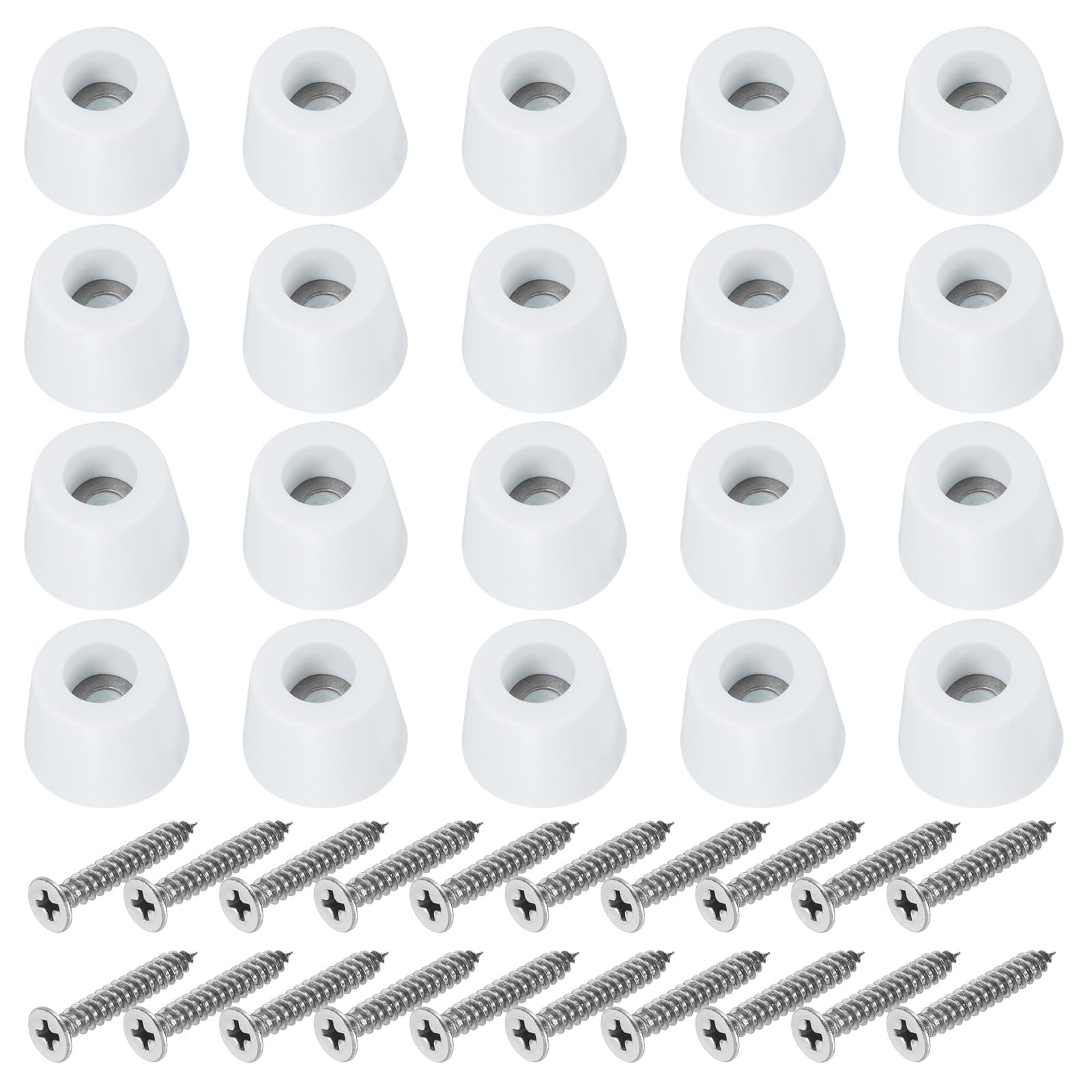PATIKIL Cutting Board Feet,20 Pieces Non Slip Rubber Feet Bumpers with 304 Stainless Steel Screws for Cutting Board Furniture Chairs Desks 0.89"Wx0.63"H, White