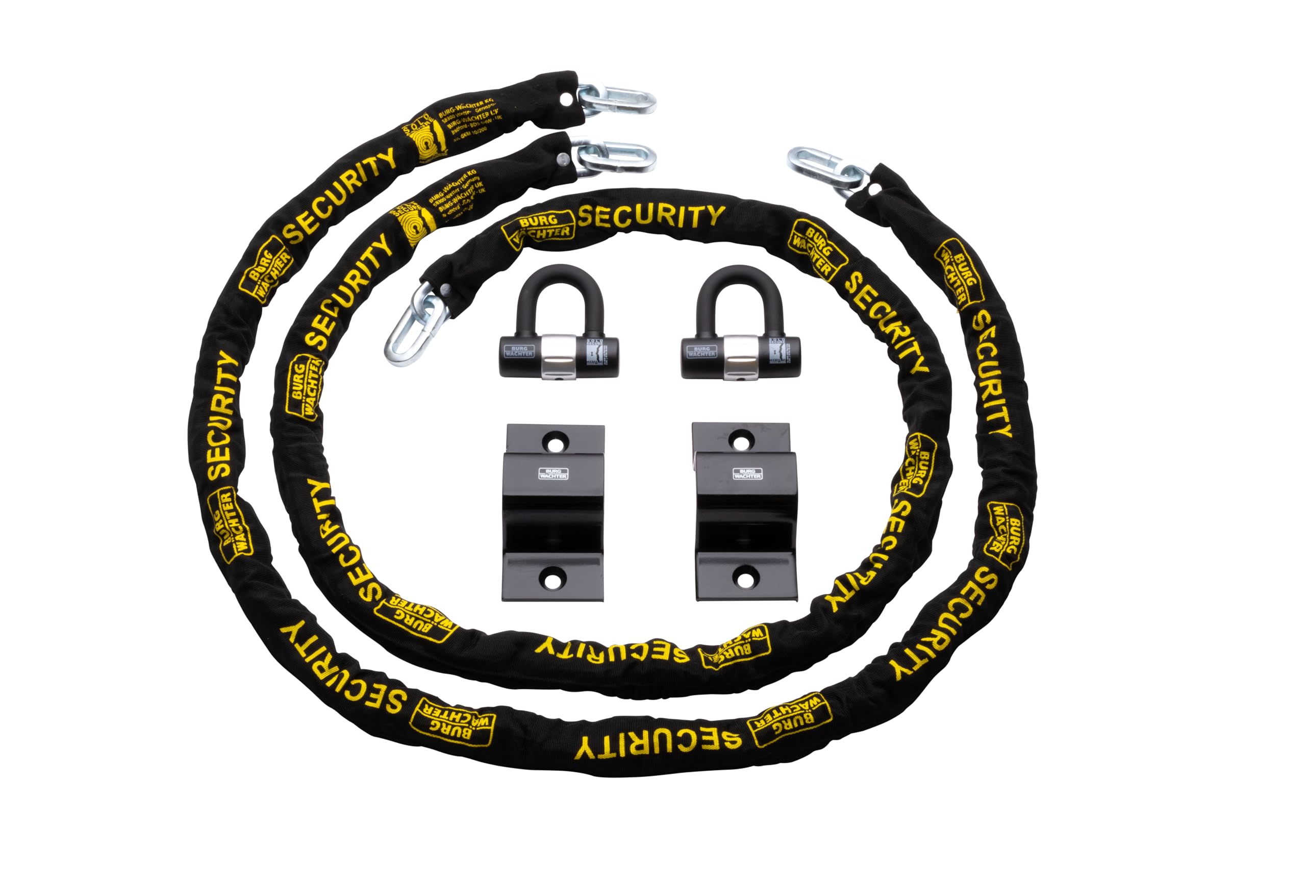 Burg Wachter Duo Kit Sold Secure Diamond & Gold 10mm Keyed Alike 2m Chain & Ground Anchor Twin Pack