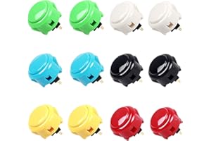 Sanwa 12 pcs OBSF-30 Original Push Button 30mm - for Arcade Jamma Video Game & Arcade Joystick Games Console (Color) - (Each Color of 2 Pcs) Use for Arcade Game Machine Cabinet S@NWA