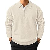 Men's Casual Knit Polo Sweater Classic Long Sleeve Thermal Basic Zip Collar Shirts