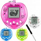 3 Pack Transparent Virtual Pet Keychain Toys, Retro Electronic Hand Games | Clear Shell Variety, Portable Lanyards and Setup Tool for Classroom Prizes, Stocking Stuffers and Seasonal Holiday Gift Bags