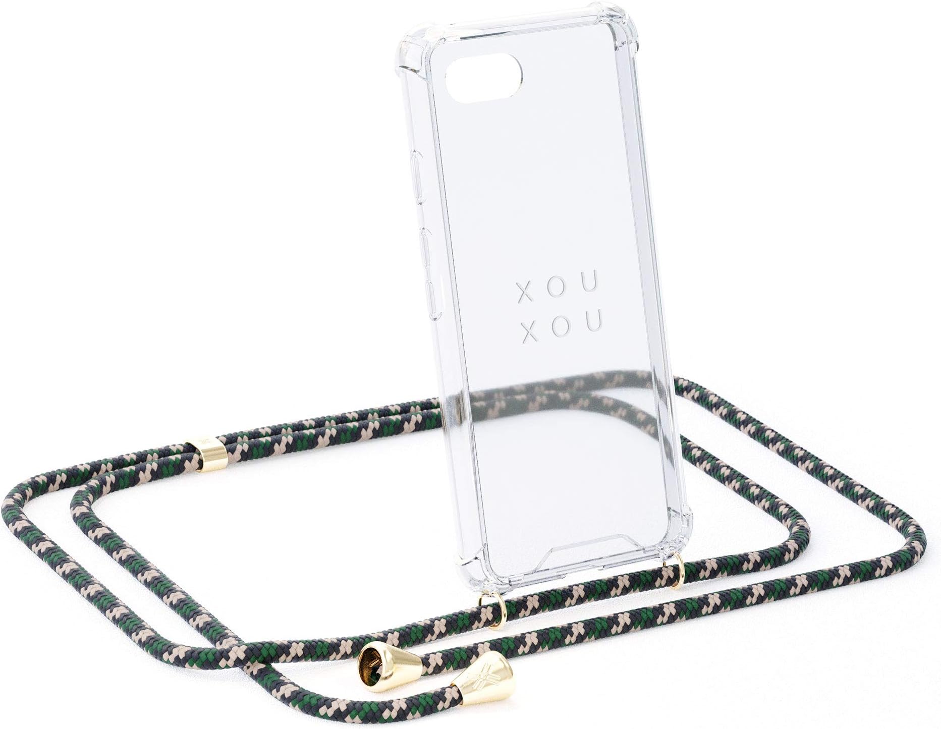Xouxou Smartphone Necklace for iPhone 7 Plus / 8 Plus (Case with Cord Strap) in Green Camouflage