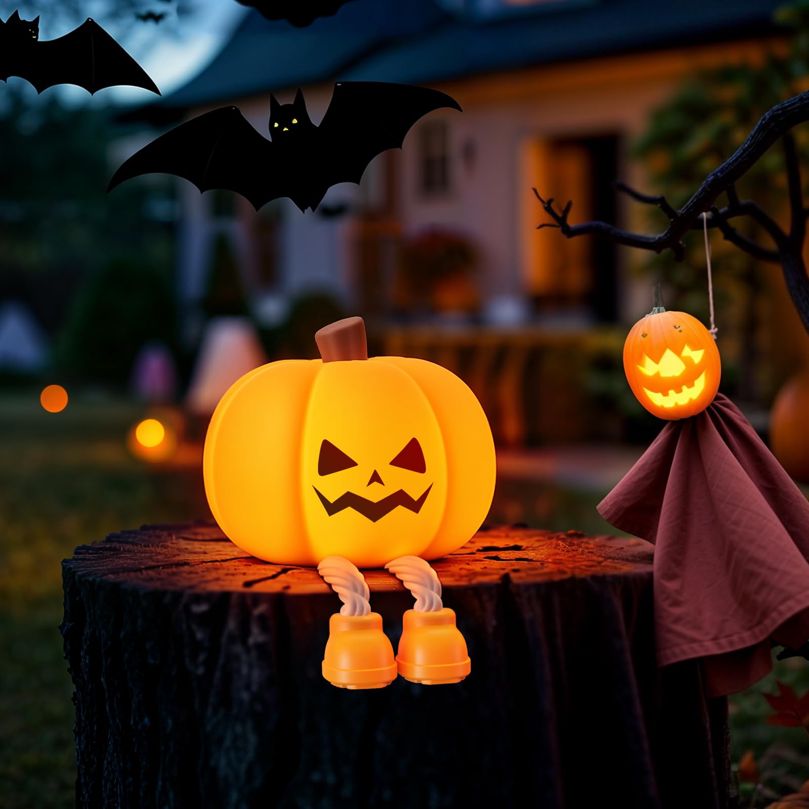 YISSVIC Kids Pumpkin Silicone Night Light - Rechargeable Halloween Decoration Gift