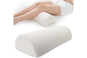 AAAini Half Moon Bolster Knee Pillow, Back Pain Relief Memory Foam Leg Pillow, Semi Roll Round Lumbar Leg Wedge for Side Sleepers - Reducing Head Neck Spine Hip Pressure - L