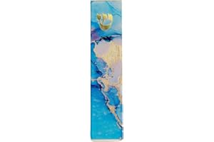 Rite Lite Blue Marble Art Glass Mezuzah Cover Handcrafted with Gold Accents, Elegant Home Decor, Easy Mounting Tape for Hanging on Door or Wall, Sophisticated Decoration for Your Entryway