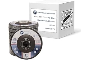 Benchmark Abrasives 4.5" x 7/8" Premium High Density Jumbo Zirconia Type 27 Flap Discs 4 1/2 for Angle Grinder, Sanding Discs, Finishing - Grinding Wheels 4 1/2 inch - (10 Pack) - 60