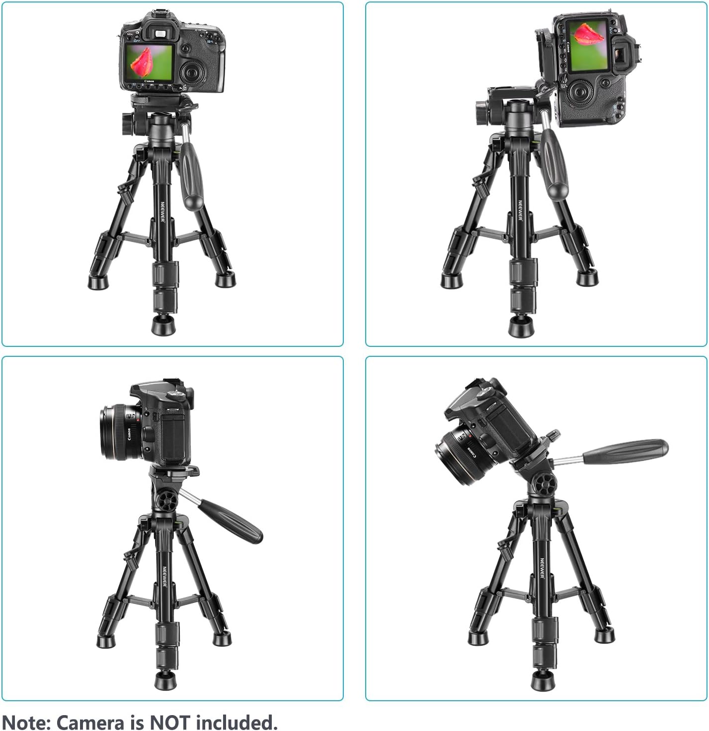 Neewer Mini Travel Tabletop Camera Tripod 24 inches/62 centimeters, Portable Aluminum with 3-Way Swivel Pan Head for DSLR Camera, Smartphones, DV Video up to 6.6 pounds/3 Kilograms (T210) : Camera & Photo