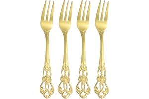 uxcell 4 Pcs Salad Forks, 5.1 Inches Stainless Steel Dessert Forks, Mirror Polished, Dishwasher Safe, Tiny Forks for Small De