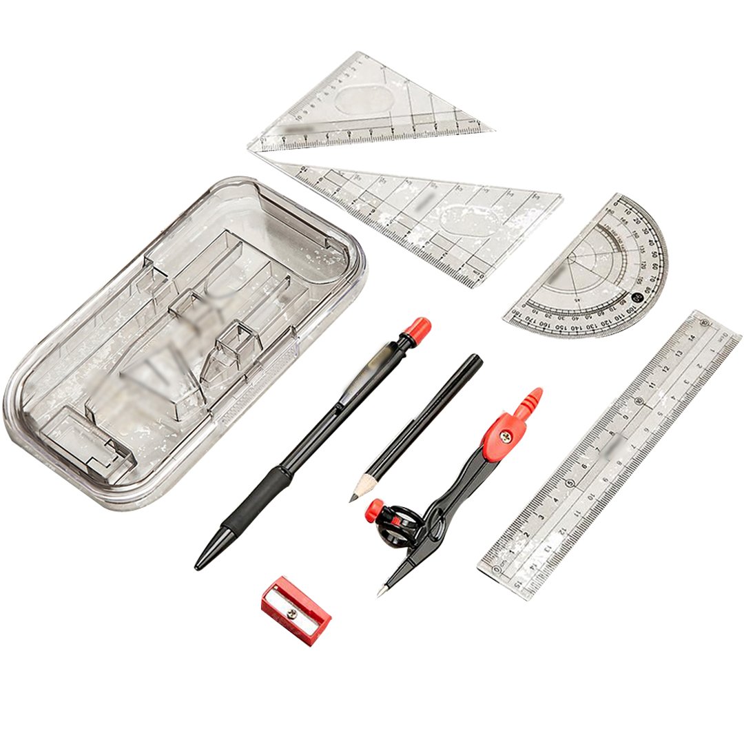 LA HAUTE Drawing Ruler Set 8Pcs Compass Protractors Square Set Math Geometry Set Stationery Gifts