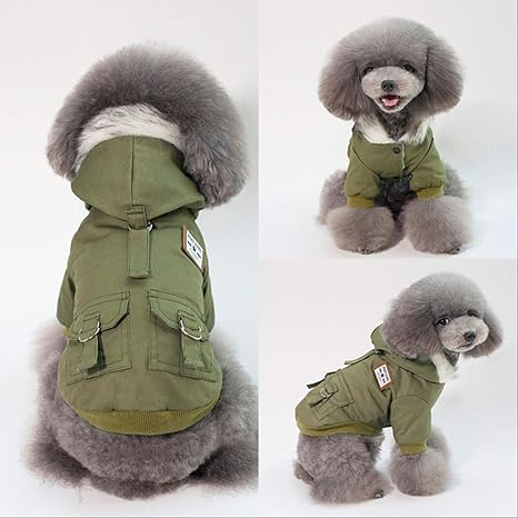 Amazon Co Jp 中小型犬防風ペット服フリース裏地パピーコート暖かいペット犬服冬毛皮犬コートパーカー ホーム キッチン