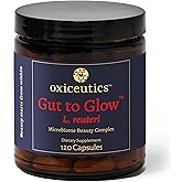 Oxiceutics Gut to Glow l reuteri probiotics by Author Dr. William Davis. Supports Gut-Skin-Axis with Marine Collagen & Hyaluronic Acid -Dr. formulated probiotics for Women