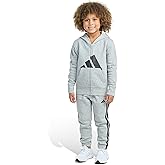 adidas boys 2-piece Long Sleeve Essential Big Logo Heather Fleece Jacket & Jogger Set