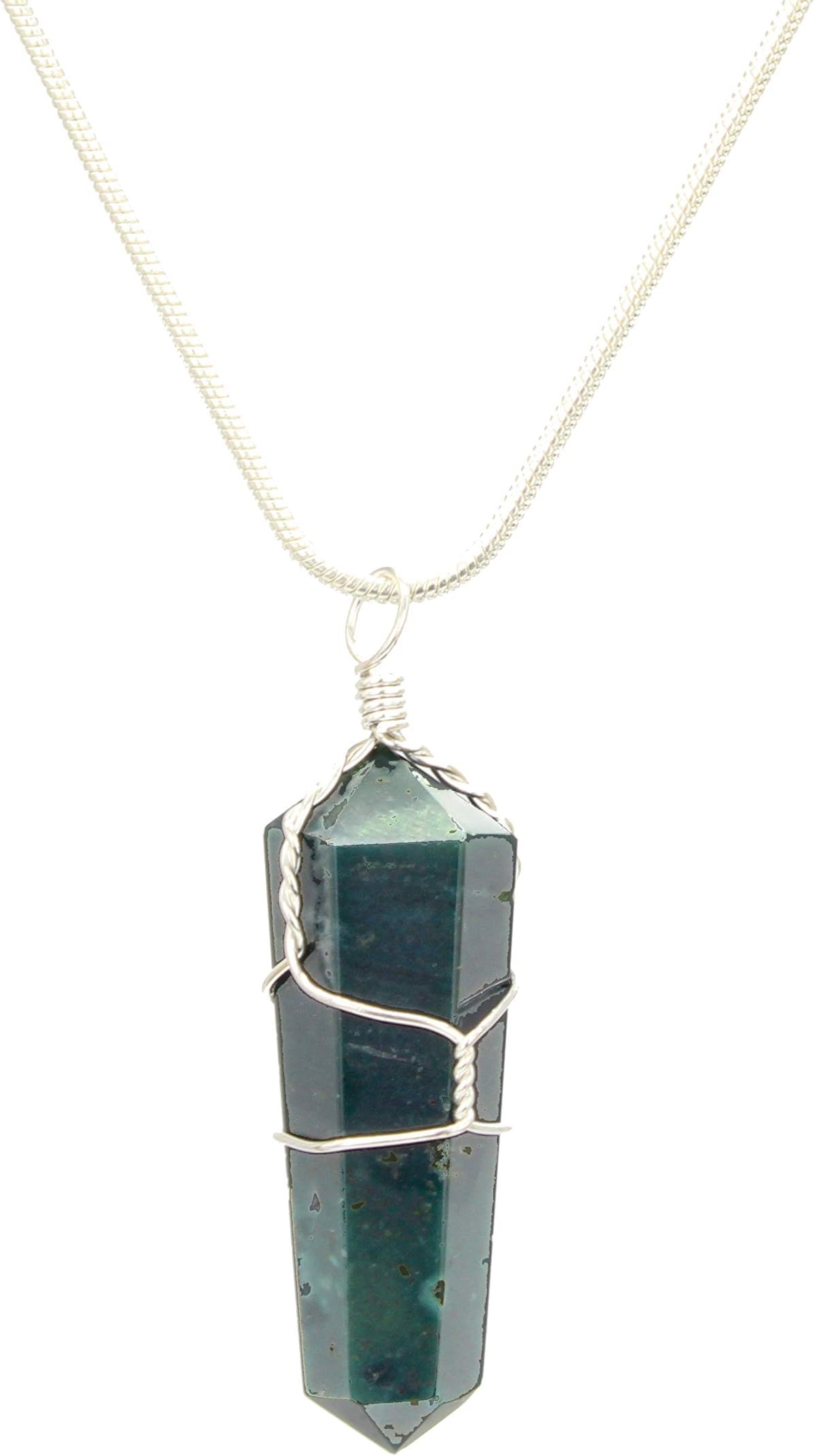 ~ Buy Any 2 Get 1 FREE ~ Genuine Premium Quality Healing Wire Wrapped Gemstone Point Pendant Necklace - Amethyst, Black obsidian, Bloodstone, Carnelian, Clear quartz, Rose quartz, Sodalite, Tiger eye