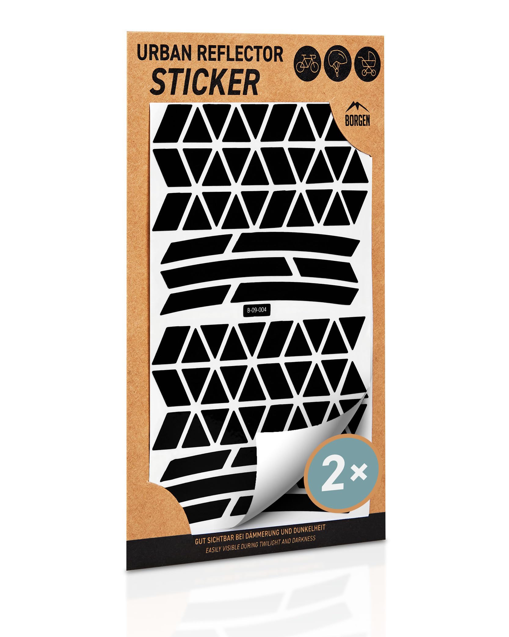 Borgen Reflector Sticker Sticker Set of 2 - For bike, rims, helmet - Reflective Sticker Set for darkness, school - Reflectors Bike Stickers